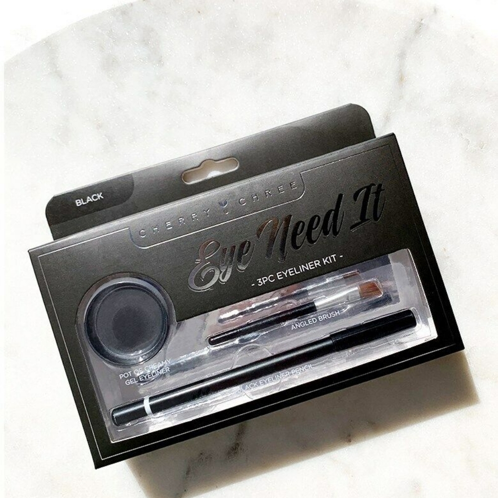 3pc Eye Pencil Eye Brush Eyeliner Kit (Black)